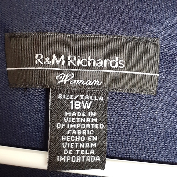 R&M RICHARDS NAVY BLUE ONE PIECE DRESS SET WOMEN'S SIZE 18W - Picture 3 of 8